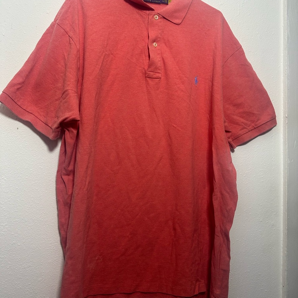 Ralph Lauren Peach Polo Shirt Short Sleeve Cotton
